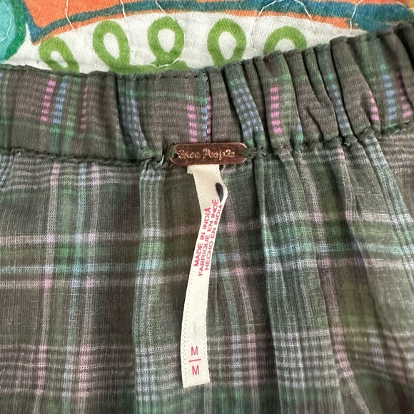 Free People Olive Green Plaid V-Neck Maxi Dress M - Picture 7 of 7